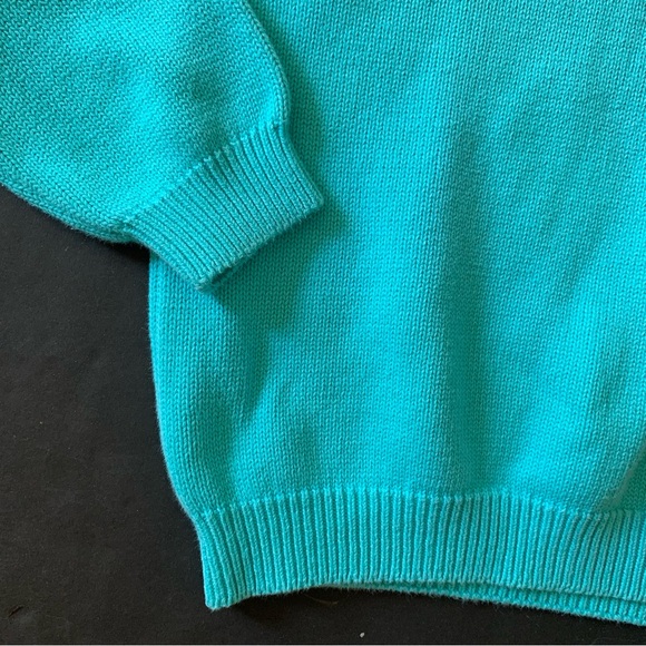 r e t r o :: Rad Vibrant Turquoise Cotton Ribbed Knit Sweater - Picture 7 of 10